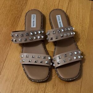 Steve Madden Tan Sandals with Silver Studs